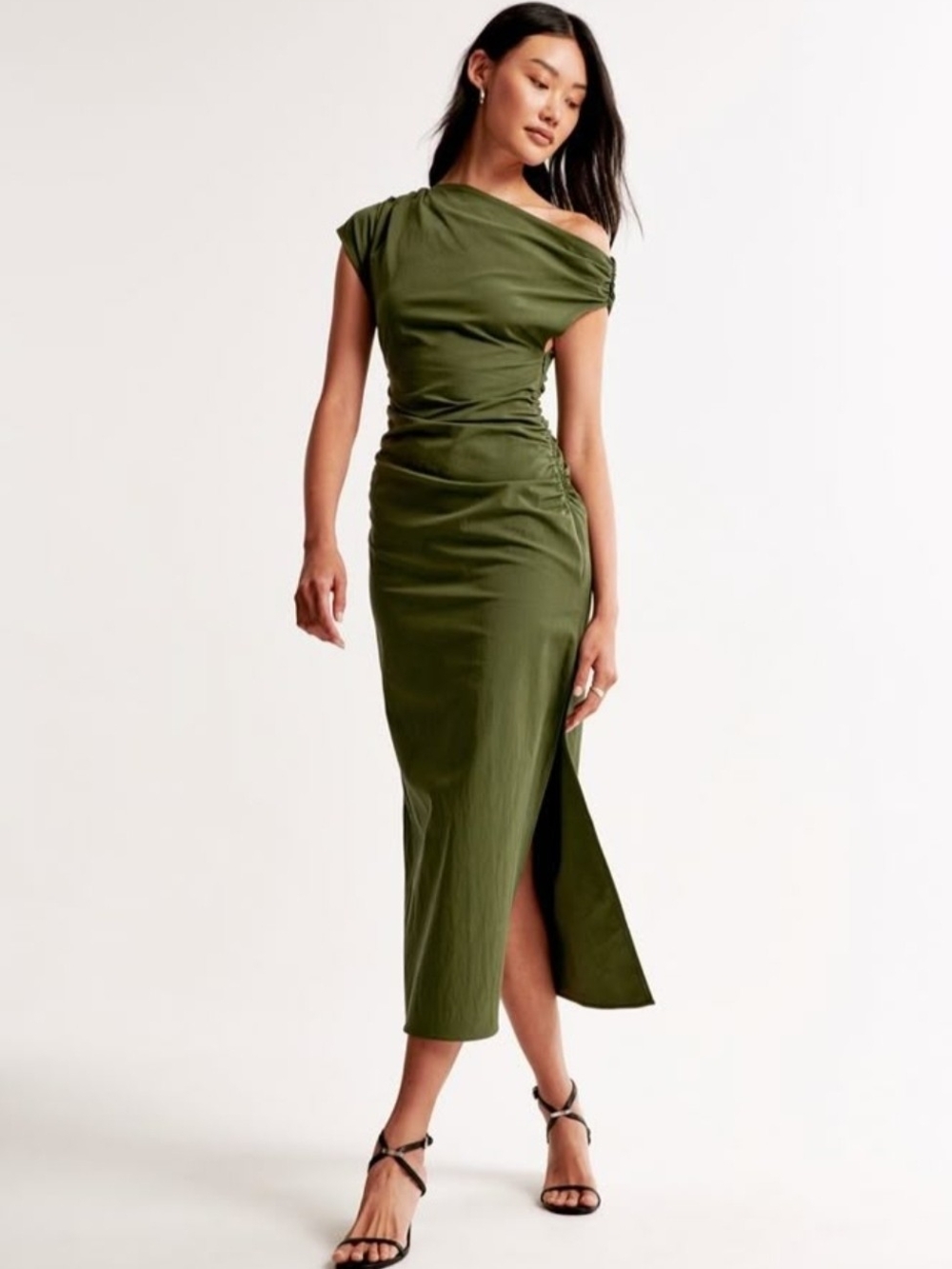 Abercrombie & Fitch Off-The-Shoulder Draped Midi Dress Sz M Tall ( MT )